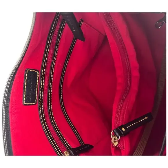 DOONEY & BOURKE Erica Nylon Large Black Shoulder Bag Leather Trim Italy *READ* - Picture 12 of 15
